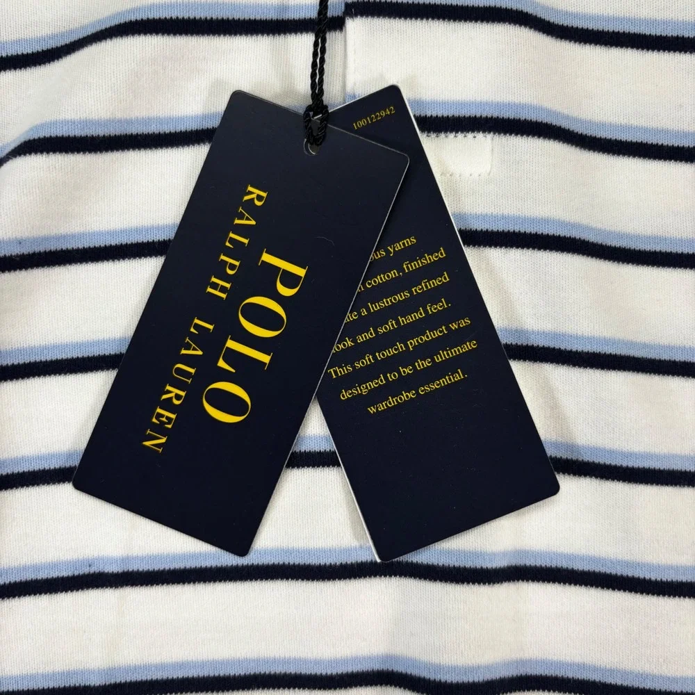 Polo Ralph Lauren Polo Shirt Mens 5XB White Striped NEW Short Sleeve M Classics